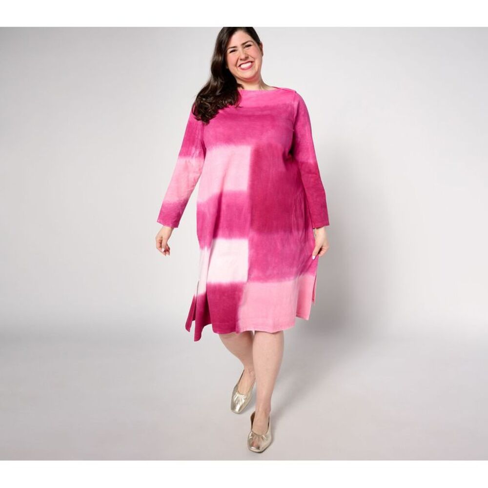 Over 50 & Fabulous Women's Petite Dress PM Boatneck Tie Dye Multi-colored